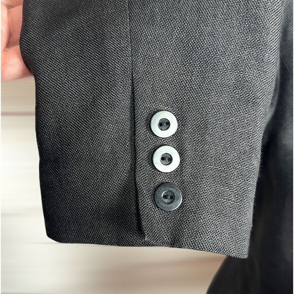 Talbots Vintage Charcoal Irish Linen Stand Collar Blazer Jacket Size 8 - Picture 7 of 11